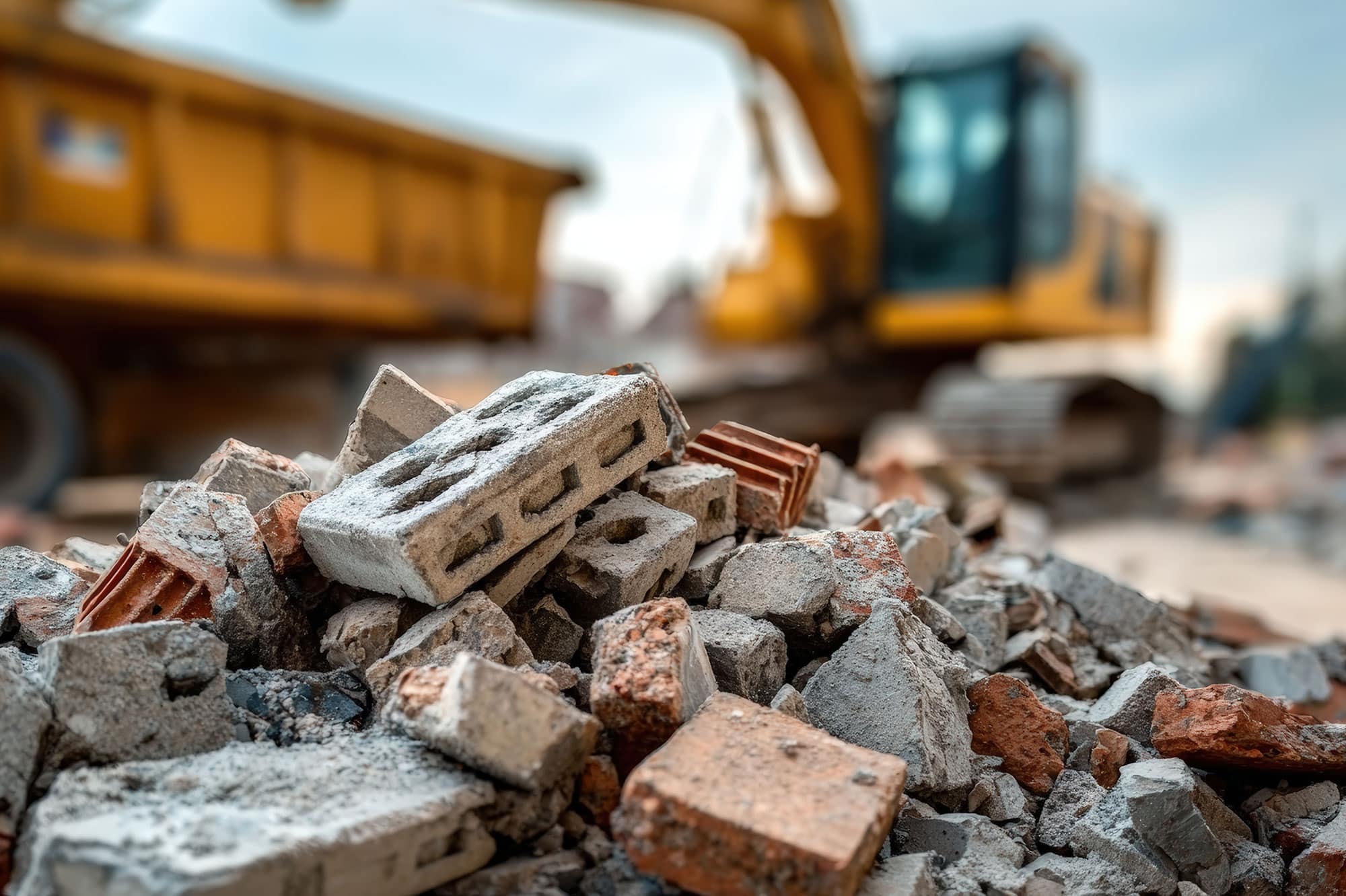 Cluttered garage filled with old furniture, appliances, and boxes awaiting junk removal